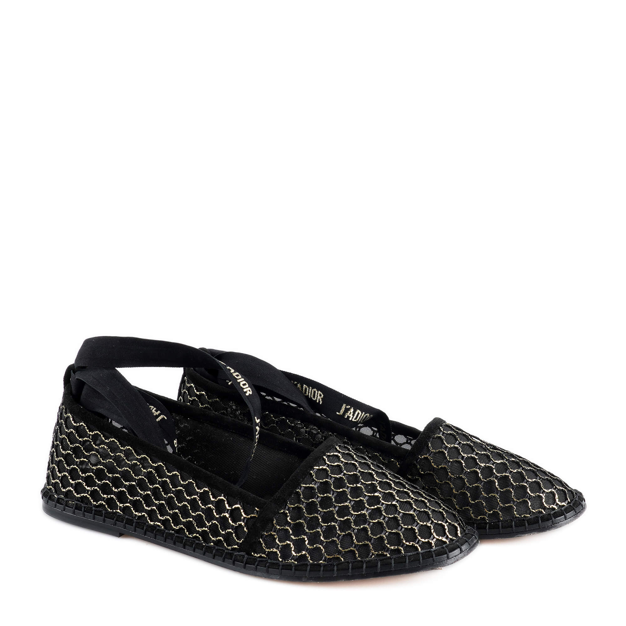 Christian Dior - Black Mesh Nicely D Lace Up Espadrilles 